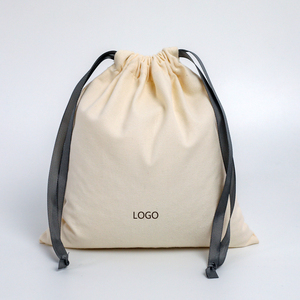 ถุงผ้าฝ้ายสีขาวขนาด 40x50 ซม. แบบมีเชือกผูก สำหรับใส่กระเป๋าถือและรองเท้า - Product Image 4
