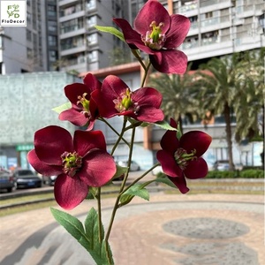 Vente flash Fleurs de Noël artificielles décoratives en soie Hellebores - Product Image 5