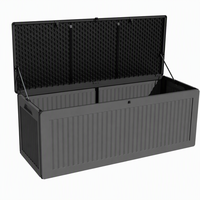 Boîte de rangement extérieure de 103 gallons, boîte de rangement extérieure verrouillable et étanche pour le jardin, bac de rangement pour tuyau d'arrosage, outils de jardin