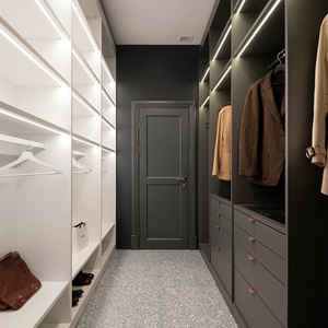 U字型カスタマイズサイズ寝室木製ワードローブ洋服キャビネットメラミン仕上げ合板ウォーク - Product Image 5