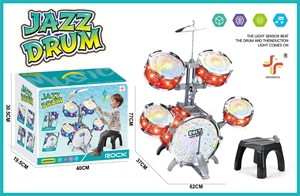 Juego de Batería de Jazz con Luz de Inducción para Niños, Juguete Musical Educativo Temprano, Kit de Batería de Rock para Niños con Taburete y Baquetas - Product Image 4