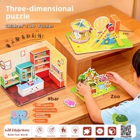 Ensemble de construction de puzzle 3D, maison à assembler soi-même, maison de jeu en papier faite à la main, jouet éducatif pour enfants, moins de 50 pièces