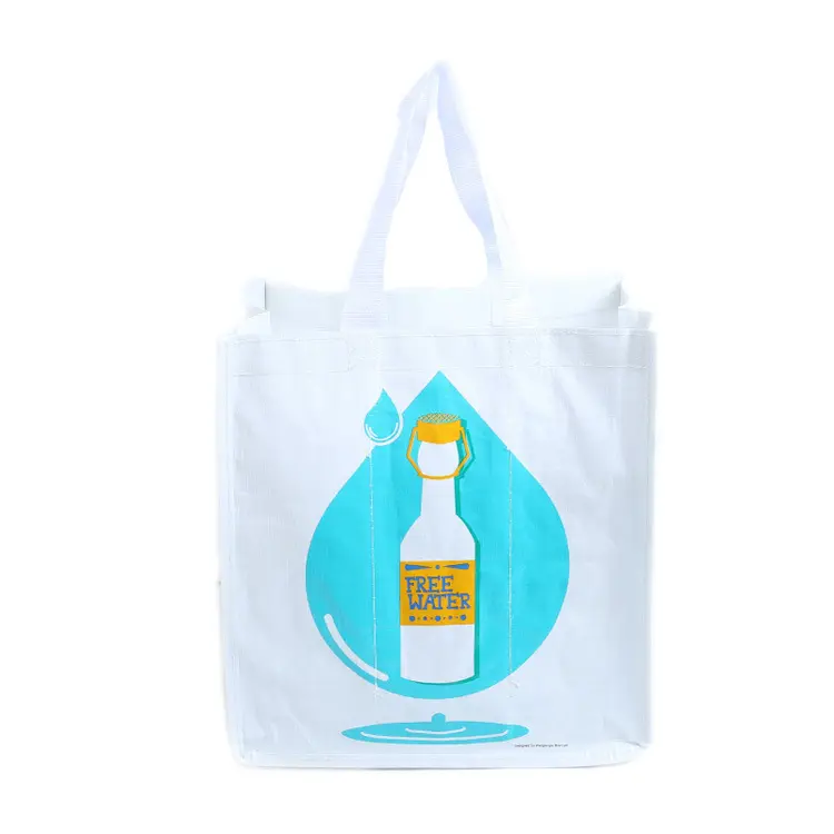 Оптовая Продажа с фабрики PP пластиковая цветная печать портативная тканая сумка композитная мульти-упаковка винная сумка с логотипом подарочная сумка