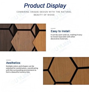 Bảng điều khiển trang trí cách âm thiết kế mới 18/21/9mm lục giác Acoustic gỗ <span class=keywords><strong>MDF</strong></span> tấm Tường đá đen cho căn hộ - Product Image 4