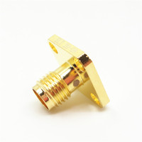 Conector RF de latón chapado en oro hembra SMA directo de fábrica con impedancia de 50Ω hasta 18Ghz y brida en varias formas