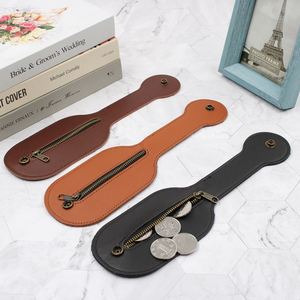 Stocked PU Leather <b>Mini</b> Coin Purse Case Racket Zipper Closure Folding Belt Self-Defense Coin <b>Pouch</b> for Women - Product Image 3