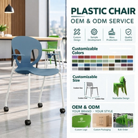 Chaise d'école ergonomique en PP GF empilable, siège en plastique pour salle de classe avec accoudoirs et roulettes pour bureau, hôpital, appartement