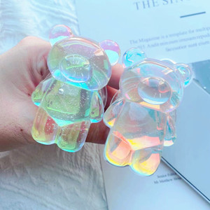 2026 New Arrival Holographic Cute Bear Mobile Phone Grip Cartoon Clear Acrylic Phone Socket Stand