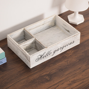Wooden Desktop Organizer Rectangle Storage <b>Box</b> With Compartments For Office Supplies And <b>Small</b> Items - Product Image 2