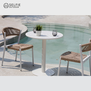 Chaise de salle à manger d'extérieur moderne ensemble de table basse chaise en rotin et table basse pour patio villa chambre école parc cuisine utilisation - Product Image 3