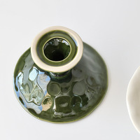 Pot Bunga Keramik Jepang Gaya Zen Wabi-Sabi Modern Berkaki Tinggi dan Tahan Lama dari Cina untuk Upacara Minum Teh, Rangkaian Bola Lumut, dan Bonsai