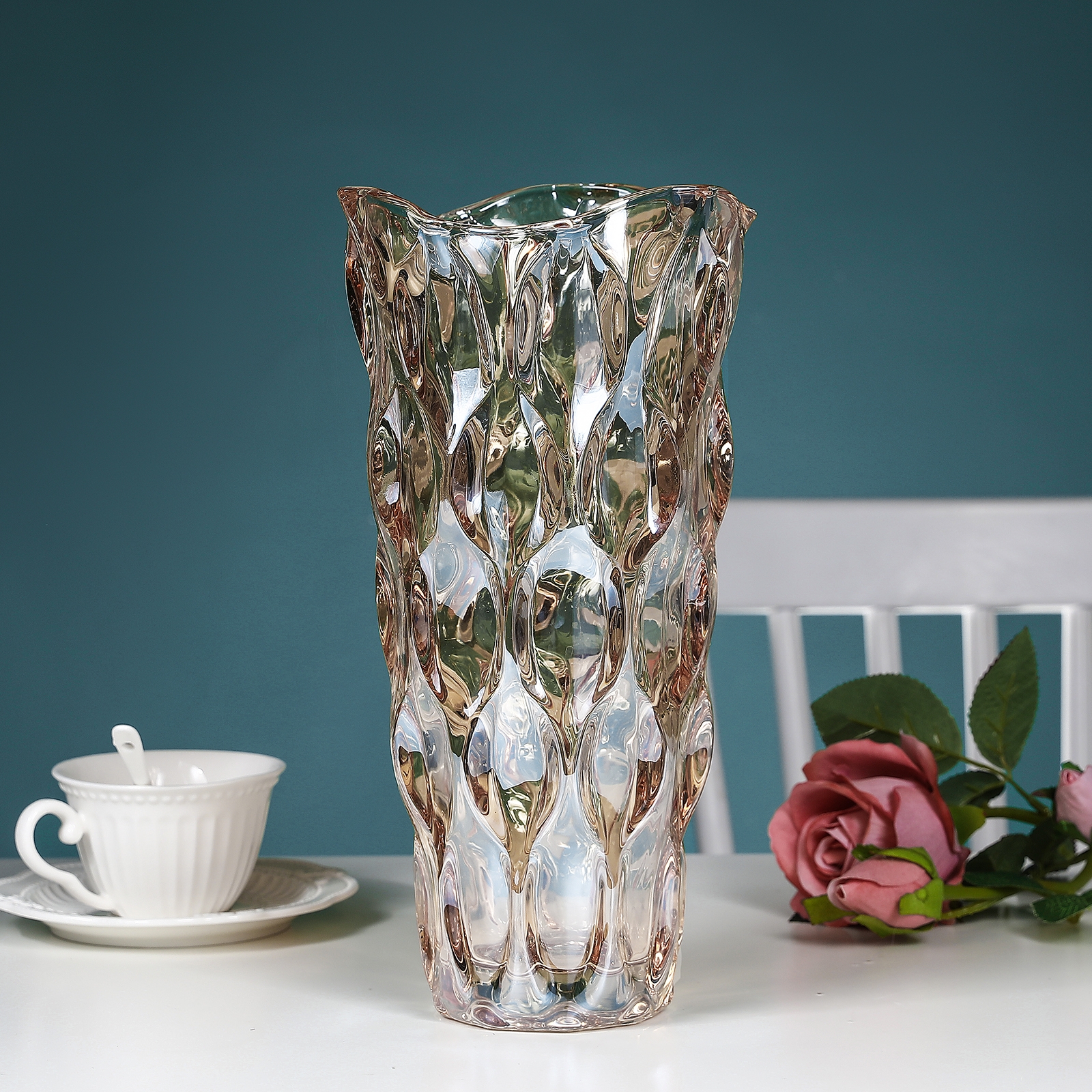 Factory Produced Wholesale Home Decor Luxury Glass Flower Vase