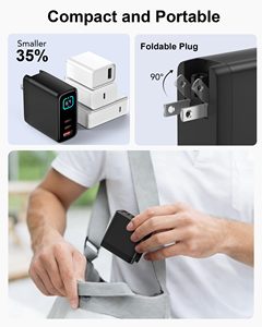Cargador <span class=keywords><strong>USB</strong></span> <span class=keywords><strong>C</strong></span> HYTO de 65W, Bloque de Carga Rápida GaN III de 3 Puertos con Enchufe Plegable con Pantalla, Adaptador de Corriente Rápida Portátil - Product Image 5