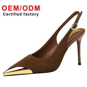 Escarpins de marque de luxe pour femmes talons aiguilles pointus en métal talons aiguilles bouche peu profonde fronde dos nouveauté chaussures de fête - Product Image 2