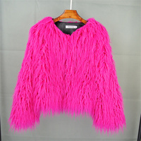 Vente en gros de ponchos d'hiver à la mode en fausse fourrure de mouton du Tibet, fourrure artificielle de Mongolie, à capuche courte pour femmes