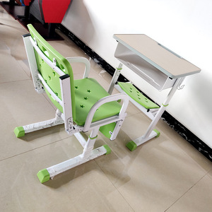 Qi Sai Student Desk And Chair <b>Set</b> Height Adjustable Aluminum Alloy Blue Green For School Classroom Use - Product Image 2