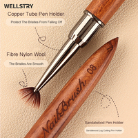 Pinceau à ongles professionnel pour nail art avec logo personnalisé, outil de manucure, manche en bois de santal marron, poils en nylon