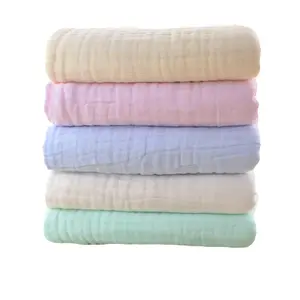 MU GU 6 layers 100% cotton seersucker cover blanket absorbent breathable baby gauze bath towel baby muslin swaddle blanket