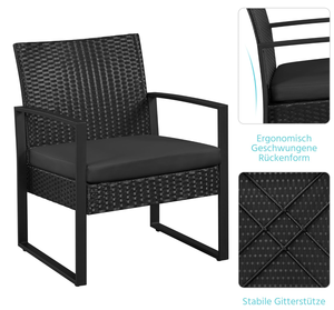 Set di Mobili da Balcone in Polyrattan Resistente alle Intemperie con 2 Sedie con Cuscini <span class=keywords><strong>e</strong></span> Tavolo per Balcone, Terrazza - Product Image 4