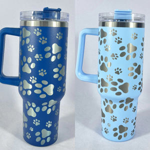 Mug de voyage réutilisable 40oz isotherme en acier inoxydable H2.0 Laser Cat Claw avec poignée, pour boissons froides en voiture, style américain - Product Image 4