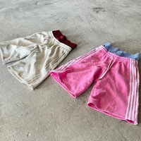 Short de jogging baggy en coton de haute qualité pour hommes surdimensionné Double taille rayé Streetwear été Anti-rides et écologique