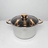 Ensemble de casseroles en acier inoxydable 6 pièces Poêle à frire Marmite Poignée Intérieur antiadhésif Cinq couches Double revêtement Couvercle en verre Résistant au four