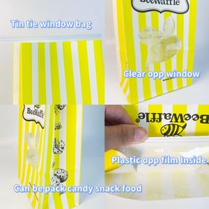 Bolsas de Papel con Logotipo Personalizado, Bolsas Planas a Prueba de Grasa para Refrigerios, Galletas, Sándwiches, Empaque de Alimentos, Bolsa de Papel Blanca para Dulces Suecos con Cierre Metálico - Product Image 3