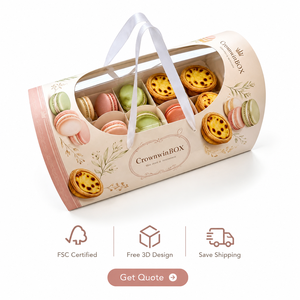 Personalized Design Eid Mubarak Handmade Arched Shape PVC <b>Window</b> Macarons Packaging Box for Food Use - Product Image 3