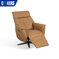 Fauteuil inclinable électrique moderne en cuir véritable orange MANWAH CHEERS, fauteuil de luxe pour salon, entrepôt, villa