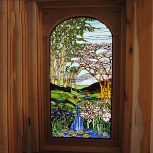 Proveedor Directo de Fábrica: Panel de Vidrio Sólido Hecho a Mano con Diseño de Paisaje de Catedral Europea, Inserto Doble para Ventana, Puerta o Pared - Product Image 4