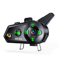 D2-6X Headset Helm Motor Interkom Grup dengan Komunikasi Audio Multi-Skenario 1-ke-5 dan Berbagi Musik