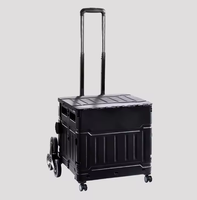 Chariot de courses pliable portable, chariot de courses en plastique pliable pour supermarché avec roues