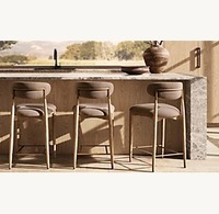 Chaise de salle à manger au design moderne, meubles de salle à manger, dossier incurvé, chaises de salle à manger en bois massif de chêne, tabouret de bar et de comptoir en tissu