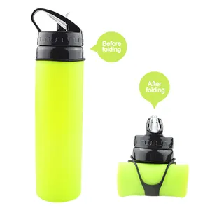 BPA الحرة شرب زجاجة مياه بلاستيكية سيليكون قابلة للطي كؤوس رياضية زجاجة ماء قابلة للطي