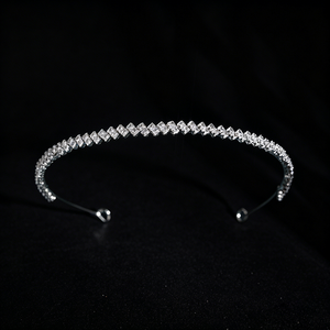 Serre-tête de mariée géométrique carré en zircon cubique, bandeau de cheveux de <span class=keywords><strong>mariage</strong></span> scintillant en forme de losange CZ, accessoires de coiffure de mariée - Product Image 3