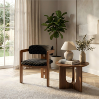 Chaise de salle à manger en bois, avec accoudoirs et coussin en tissu de lin, chaise en bois mobile de luxe pour la maison, le restaurant, la salle de thé