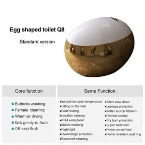 2023 Novo Elegante Em Forma De Ovo Inteligente Commodie Luxo Circular Ouro Banheiro Dispersão Oval Dourado Trono De Banheiro Inteligente