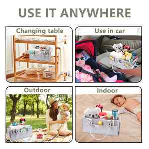 Organizador de Pañales para Bebé, Portátil, de Fieltro, con Compartimentos, Grande, Gris - Product Image 4