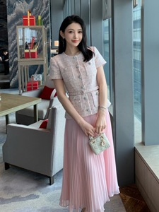 Nuevas llegadas <span class=keywords><strong>de</strong></span> Bettergirl para Ramadán 2026: Vestido largo informal <span class=keywords><strong>de</strong></span> chifón con lentejuelas rosas bordadas y patchwork <span class=keywords><strong>de</strong></span> tweed grueso. - Product Image 4