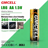 Pilas Alcalinas AA GMCELL LR6, Pila Seca Alcalina de 1.5V para Control Remoto, Electrónica del Hogar, 10 Años de Duración en Almacenamiento