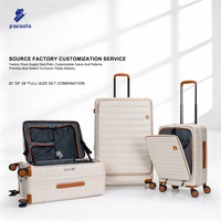 Ensemble de bagages à roulettes 3 pièces légers à ouverture frontale en polycarbonate rigide extensible avec 4 roues, serrure TSA hybride, port USB et porte-gobelet