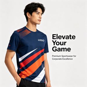 เสื้อยืดกีฬาพิมพ์ลายทั้งตัวแบบกำหนดเองสำหรับองค์กร พร้อมโลโก้บริษัท แห้งเร็ว รับผลิตจำนวนมากด้วยเทคนิคการพิมพ์แบบระเหิดด้วยความร้อน - Product Image 1