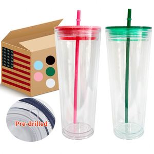 24oz Double Walled Plastic Acrylic Blank clear Tumbler Transparent Reusable <b>Cups</b> Suitable for Vinyl with <b>Lids</b> <b>and</b> <b>Straws</b> - Product Image 1