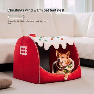 Cama para Mascotas con Diseño Navideño, Ecológica, Sólida, Tipo Tienda, Semi-cerrada, Tipo Casa, Cómoda, para Perros y Gatos - Product Image 2