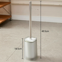 Ensemble de brosse de toilette avec couvercle hermétique hygiénique, manche en acier inoxydable robuste, décoration moderne pour la salle de bain, brosse de nettoyage des toilettes
