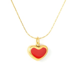 Collar de Acero Inoxidable con Colgante de Corazón Rojo Romántico, Chapado en Oro de 18K, para Mujer - Product Image 1