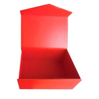 Boîte cadeau de luxe rouge brillante personnalisée, prête à être expédiée, emballage pliable, boîte cadeau en papier magnétique pour Noël, Nouvel An