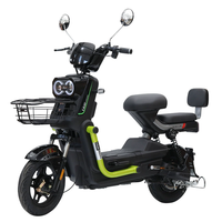 Scooter électrique à deux roues de style moto, vélo électrique avec siège passager, dossier arrière, panier avant, éclairage LED, pour les trajets quotidiens