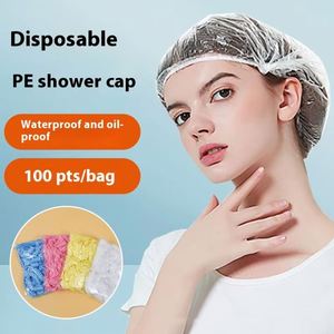 Bonnet de douche jetable en PE transparent, épais et économique, pour adulte, imperméable, élastique, ajustable, pour spa, soins capillaires, hôtel - Product Image 3