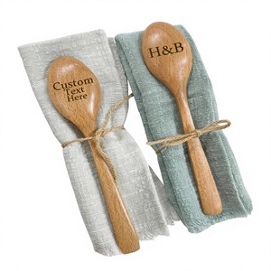 Cuillère en bois gravée sur mesure avec enveloppe en lin, artisanat Khadim SP-3, compatible lave-vaisselle et micro-ondes, lavage à la main uniquement, ustensiles - Product Image 1